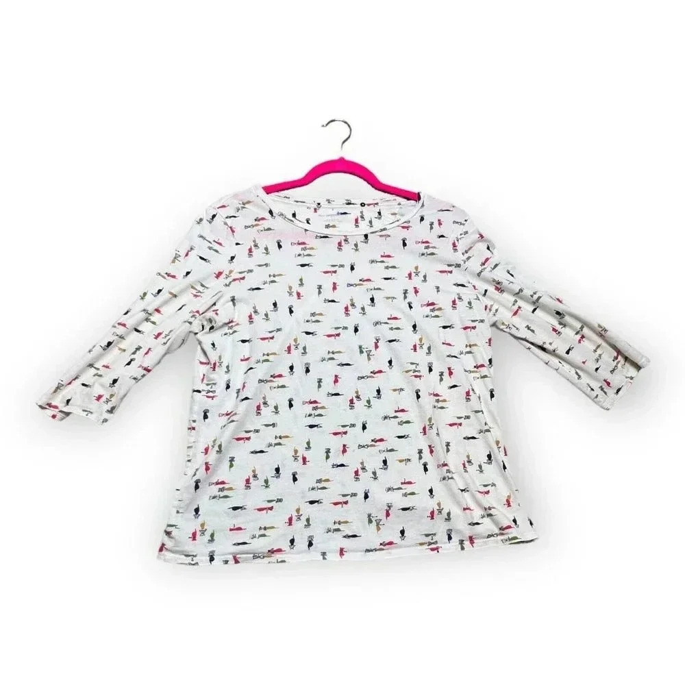 Pilcro and the Letterpress Womens Novelty White Fingerpoint Top Sz L Twee